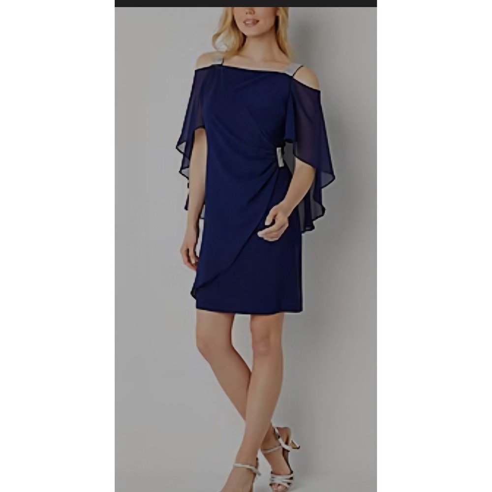 MSK Cold Shoulder Dress Womens Size M Royal Blue